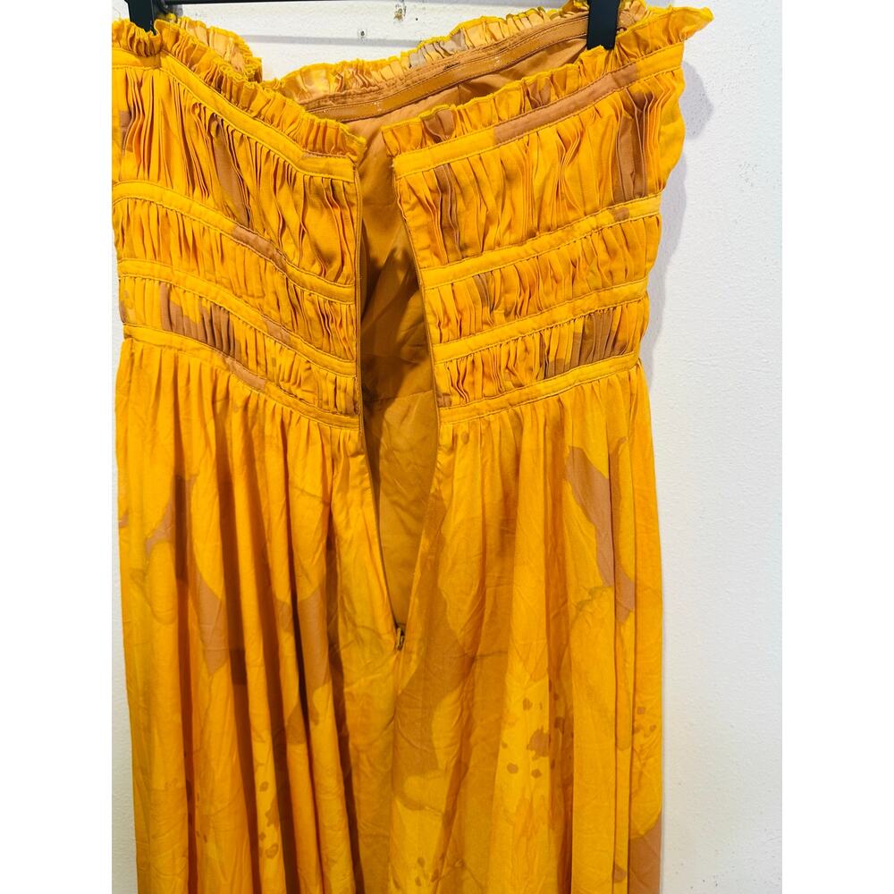 SLATE & WILLOW Yellow Orange Sunset Floral Strapless Pleated Dress size 10 - Picture 15 of 16